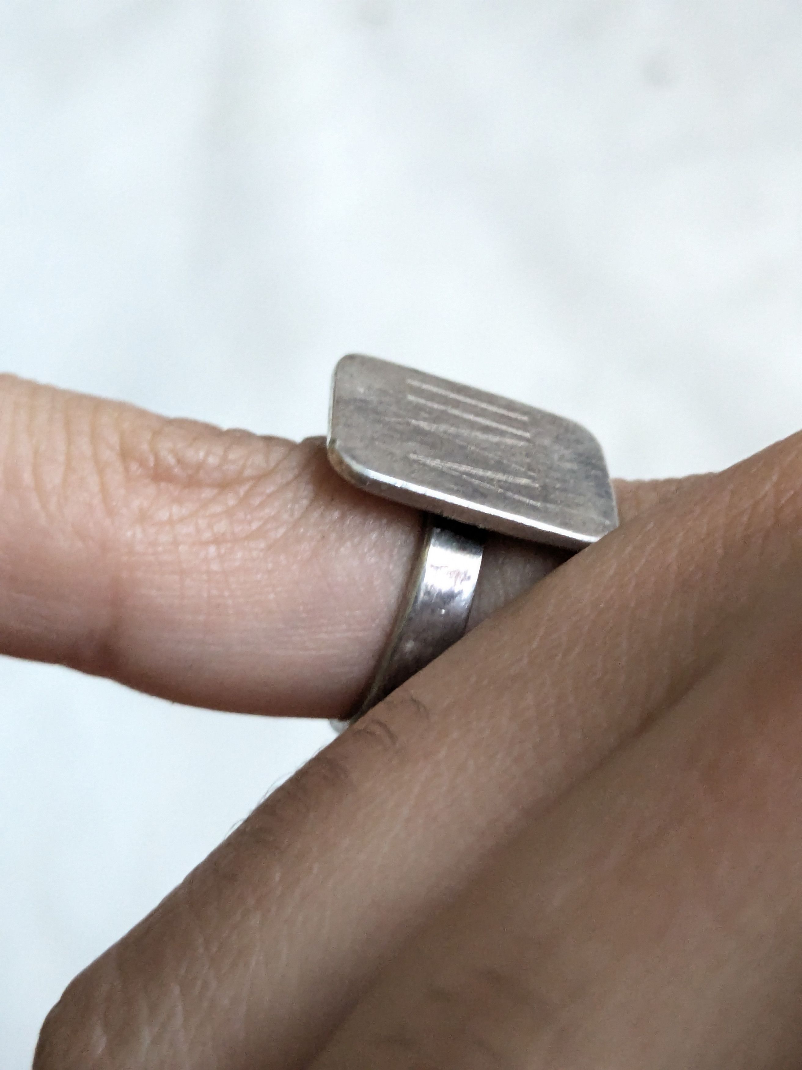 Jewelry Vintage Sterling Silver Signet Ring Rectangle Engraved 6.25 Size ONE SIZE - 11 Thumbnail