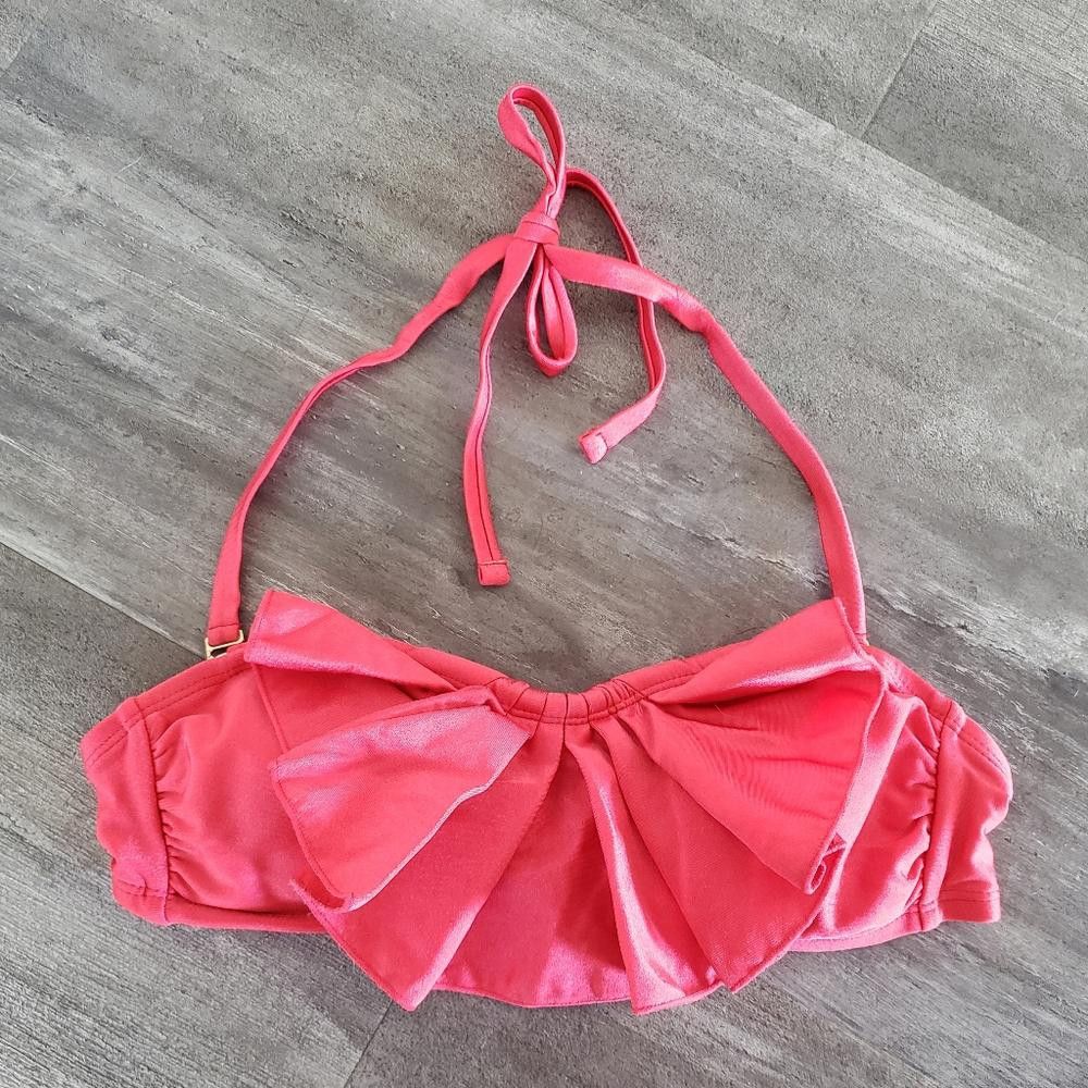 Designer Pink Fuchsia Ruffled XHLN Bikini Top Size ONE SIZE - 1 Thumbnail