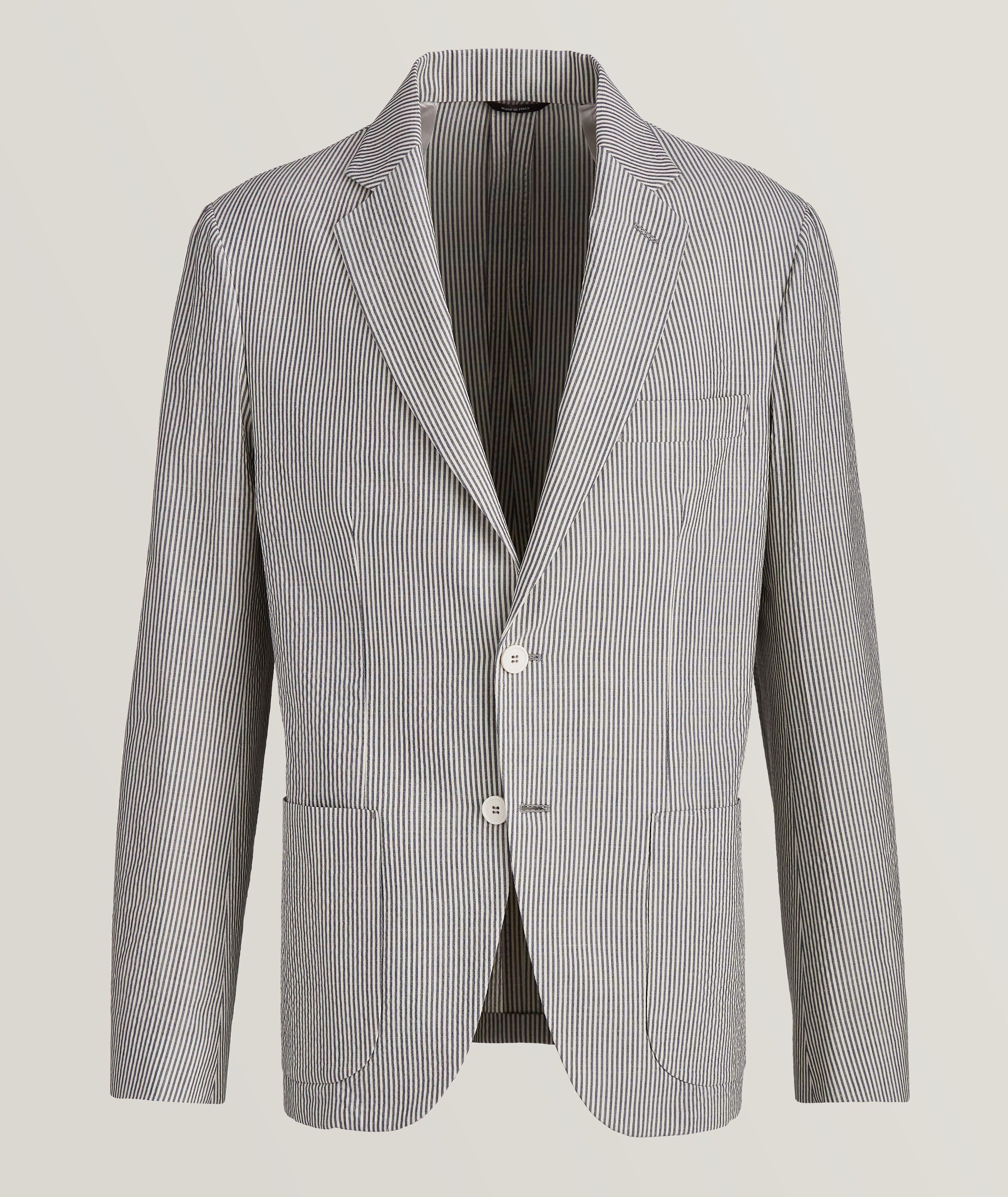 o1loc1c0424 FAN0086 Sweater Jacket in White/Stripe
