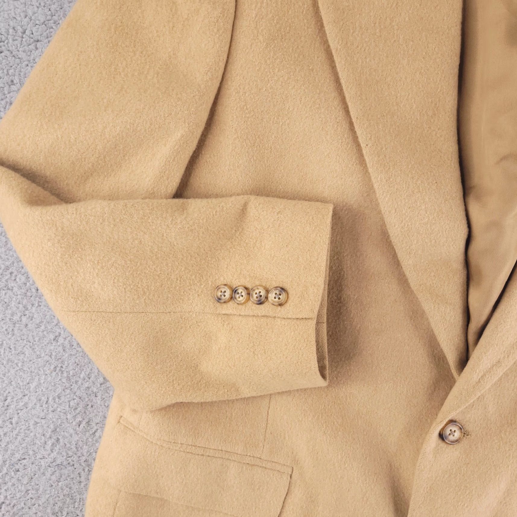 Camel VINTAGE Beercroft & Bull Suit Jacket Mens 42 44 Brown 100% Camel hair Made USA Size 42R - 2 Thumbnail