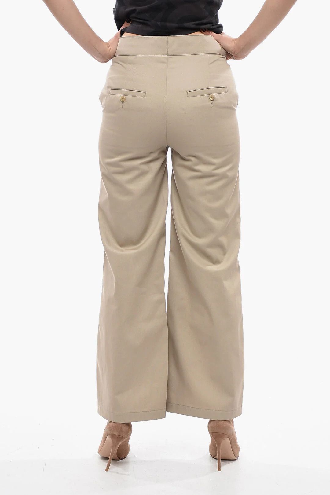 Palm Angels og1mm0326 High-Waist Straight-Fit Pant in Beige Size 30" / US 8 / IT 44 - 2 Thumbnail
