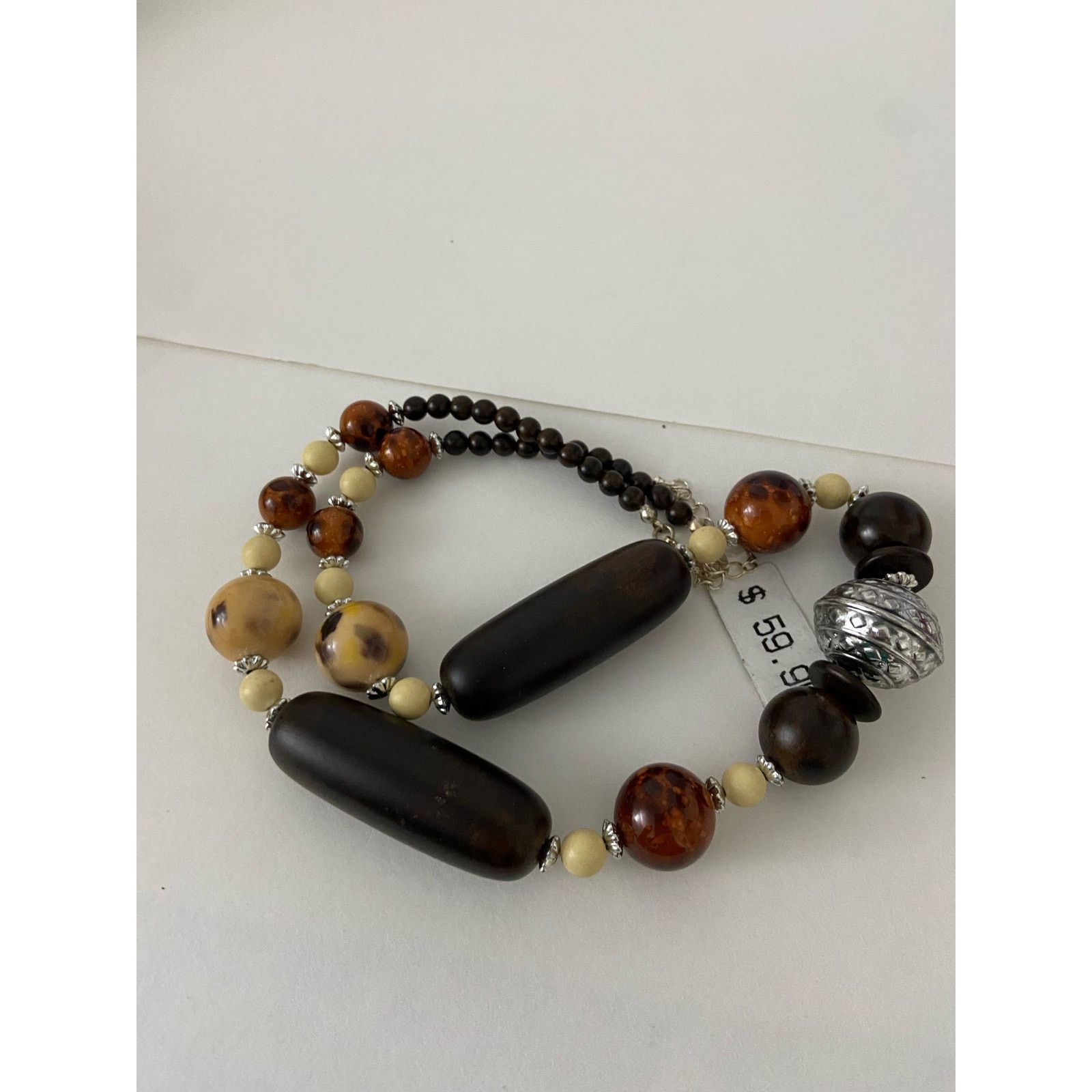 Other brown bead necklace with cream spacers Size ONE SIZE - 4 Thumbnail