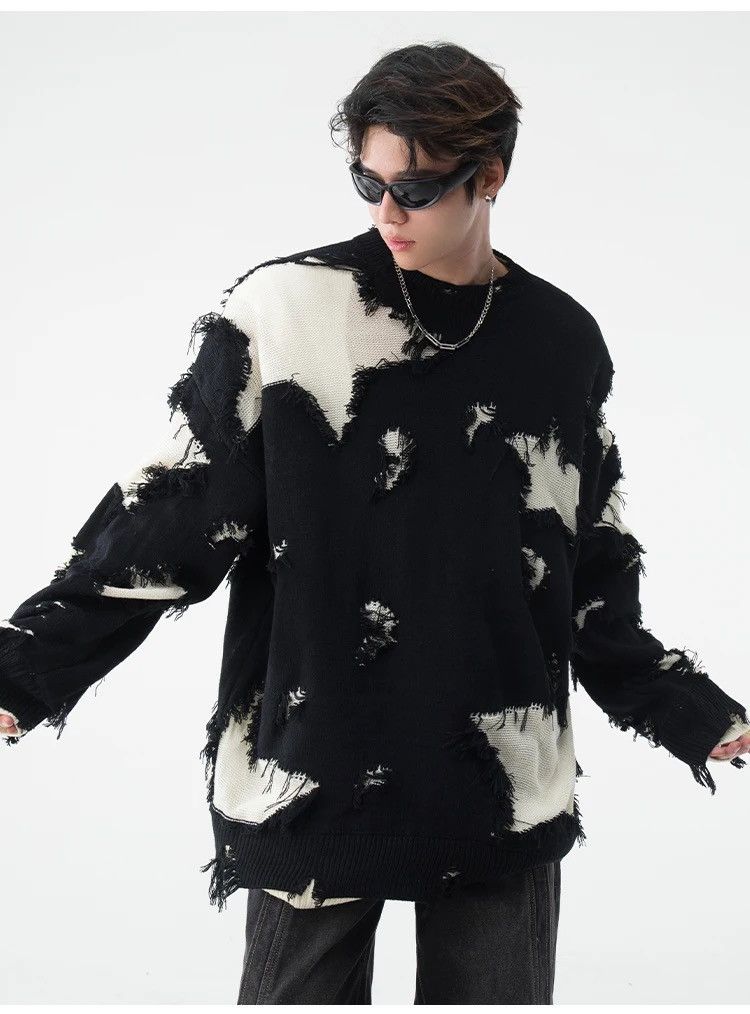 Japanese Brand × Vintage Retro hip hop star distressed oversized sweater knitwear Size US L / EU 52-54 / 3 - 5 Thumbnail