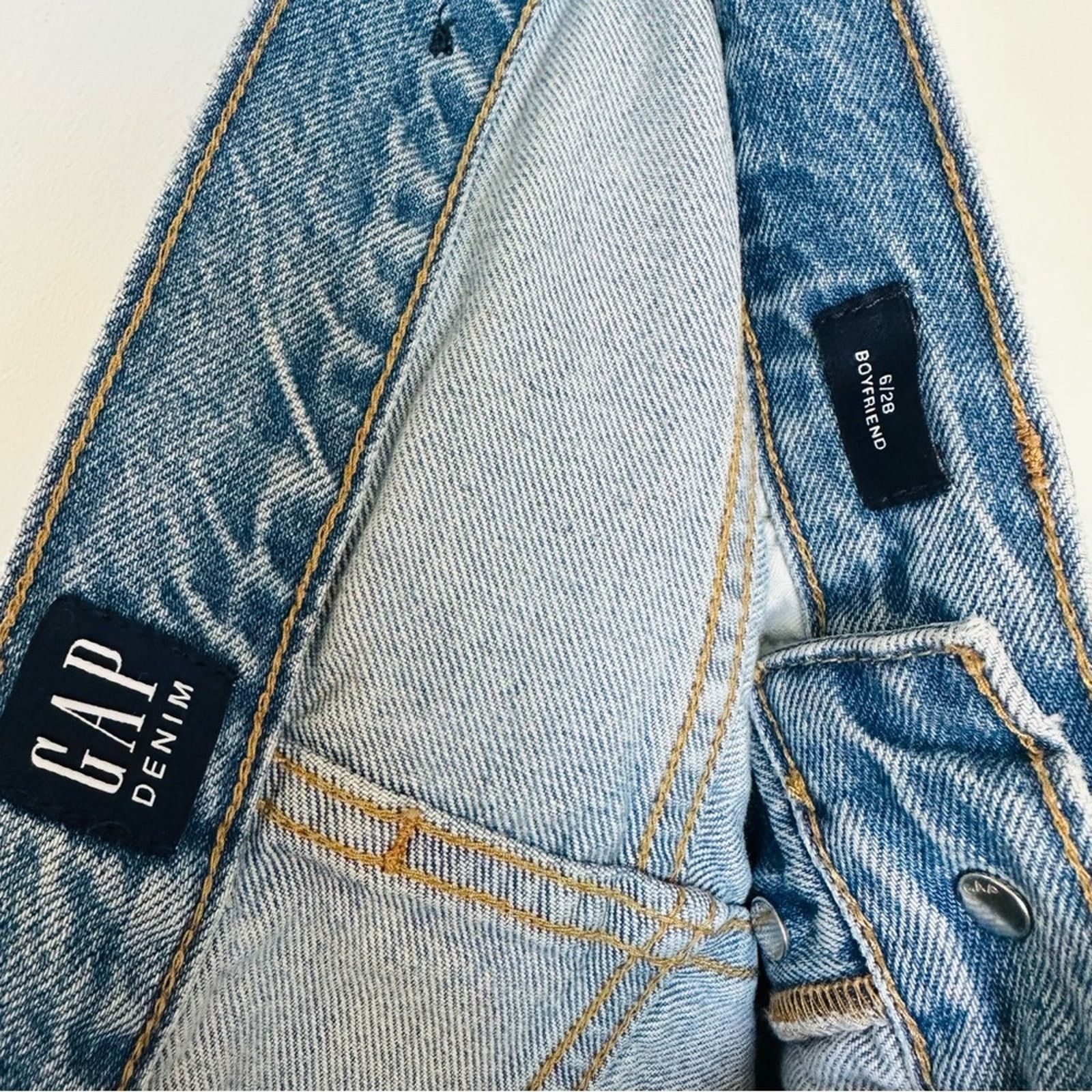 Gap GAP Boyfriend Distressed Straight Leg Blue Ankle Denim Jeans Size 28" / US 6 / IT 42 - 12 Thumbnail