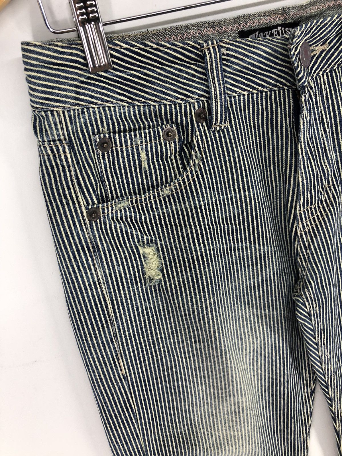 Japanese Brand Vintage Japanese Wave List Distressed Hickory Stripe Jeans Size US 29 - 5 Thumbnail
