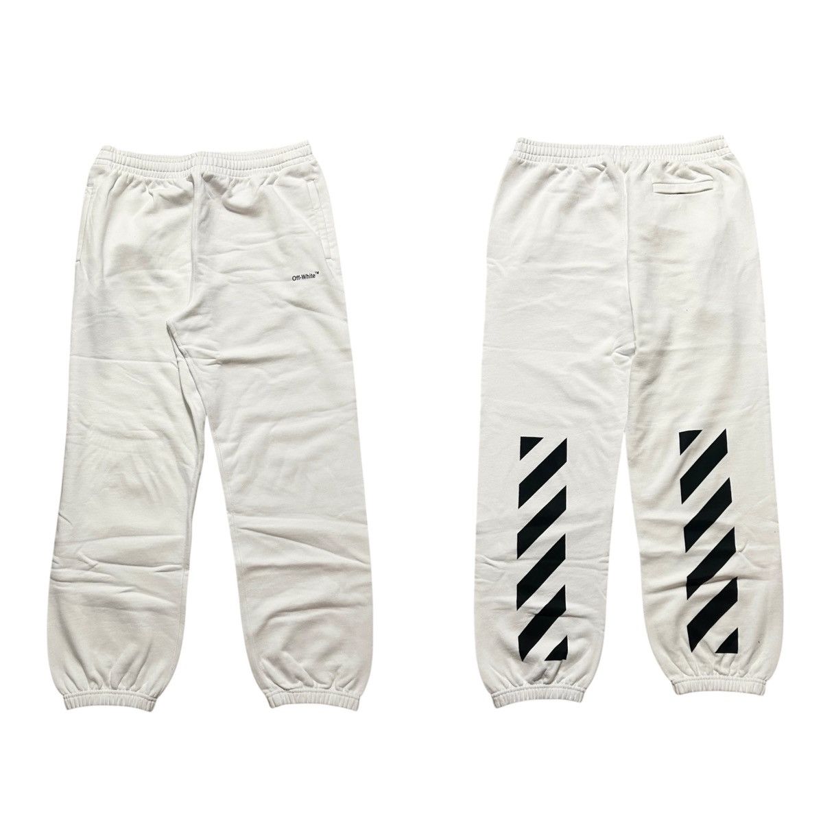 Off-White New Off-White Diagonal Stripe Sweatpants White Mens Size XL Size US 36 / EU 52 - 1 Thumbnail