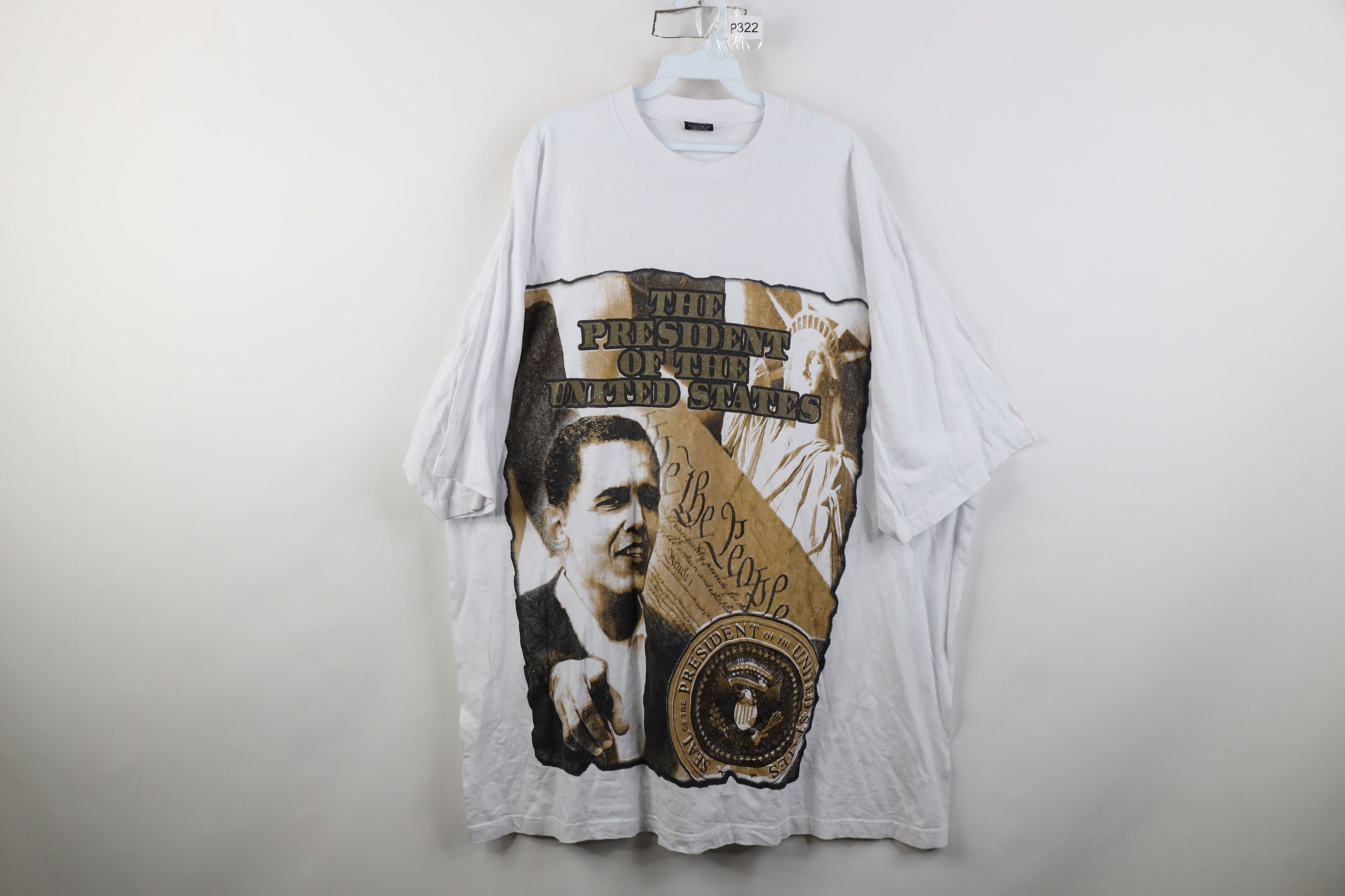 Vintage Vintage Y2K Streetwear Barack Obama Rap Tee T-Shirt White Size US XXL / EU 58 / 5 - 1 Thumbnail