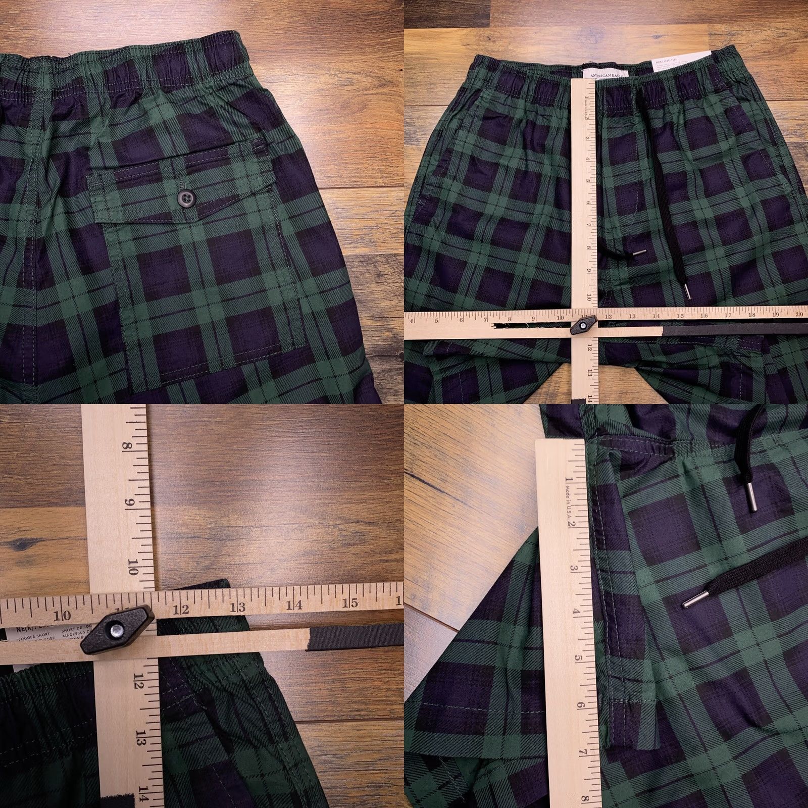 American Eagle Outfitters American Eagle Outfitters Jogger Short Mens XS Green Plaid Drawstring Stretch New Size US 27 - 8 Thumbnail