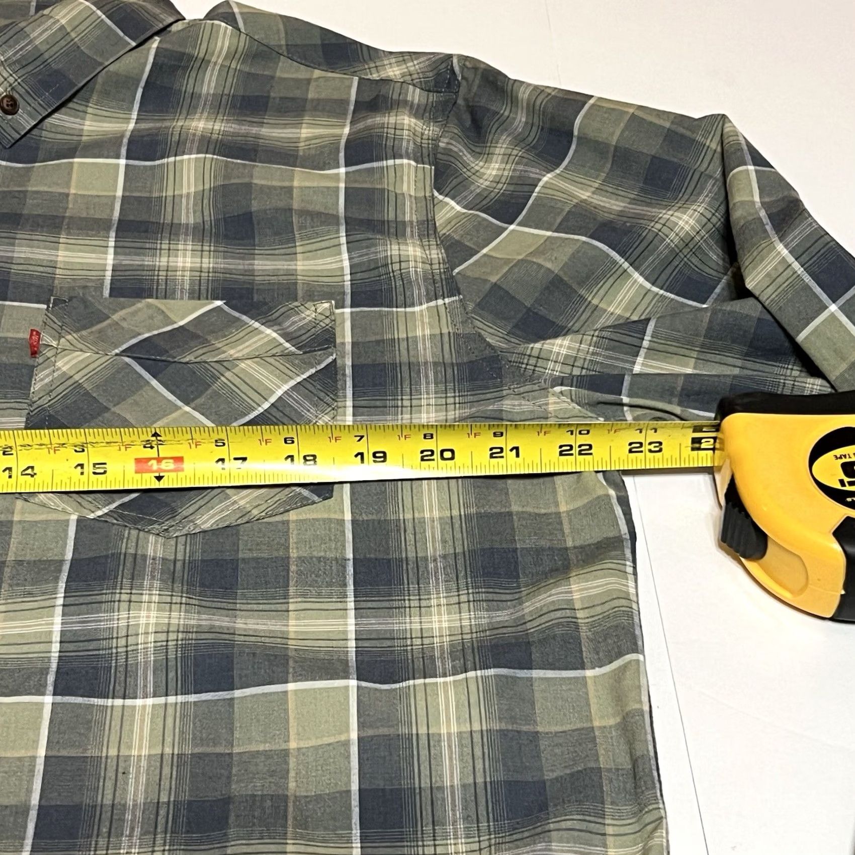 Levi's Levi's Mens XL Green Blue Plaid Long Sleeve Button-Down Shirt Size US XL / EU 56 / 4 - 6 Thumbnail