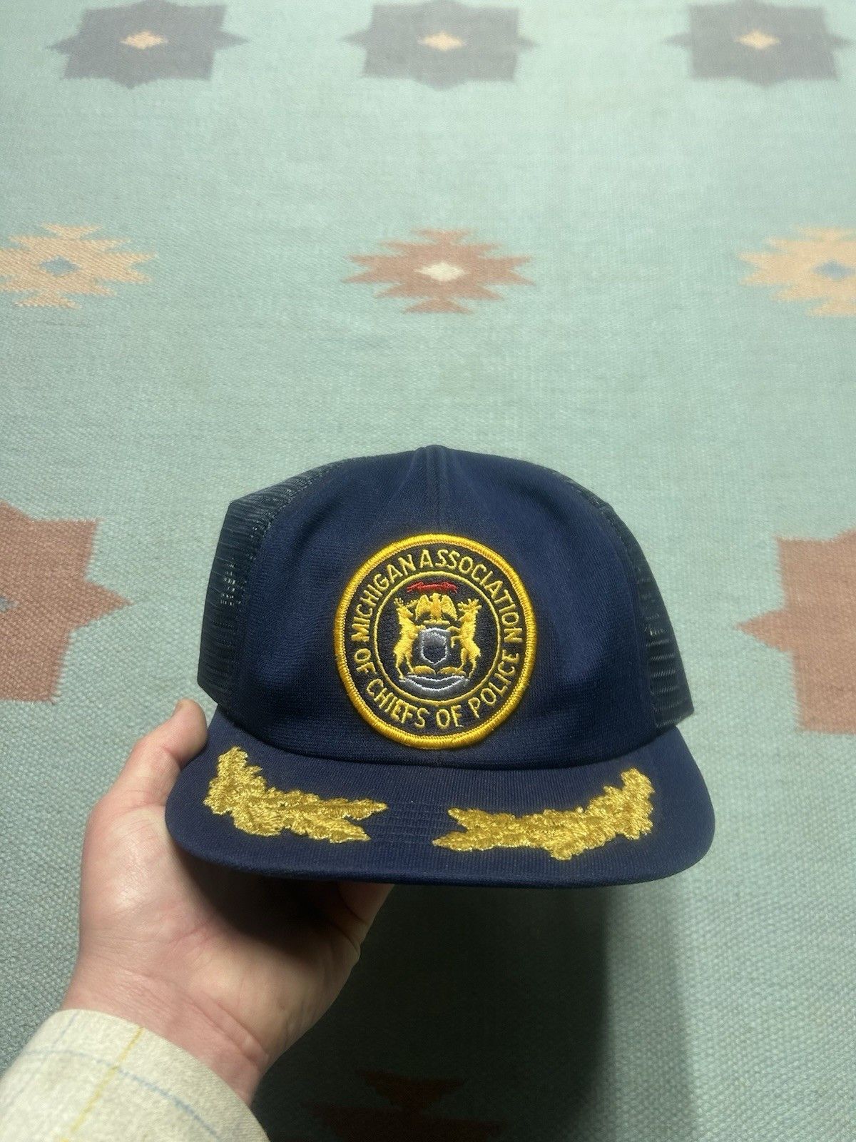 Vintage Vtg trucker hat mesh Michigan chiefs of police patch mad USA Size ONE SIZE - 2 Thumbnail