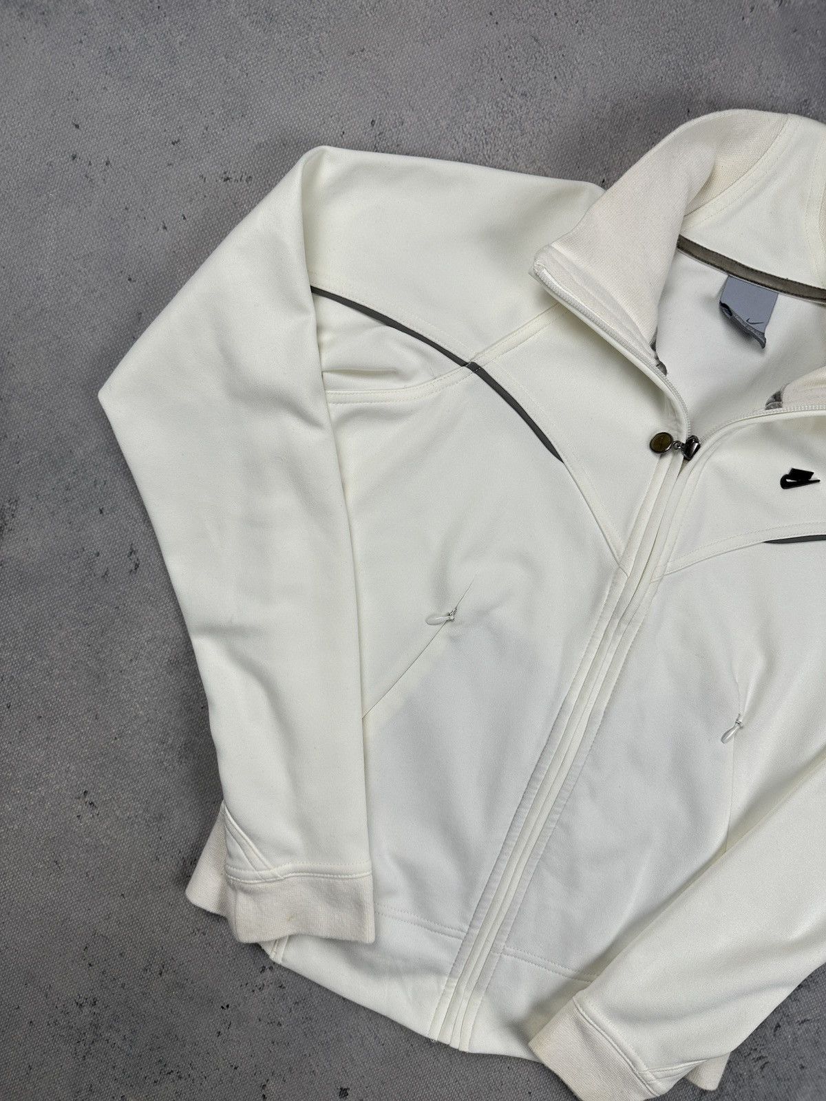Nike Vintage Nike Mini Swoosh Full Zip Track Jacket Cream Y2K Size XS / US 0-2 / IT 36-38 - 2 Thumbnail