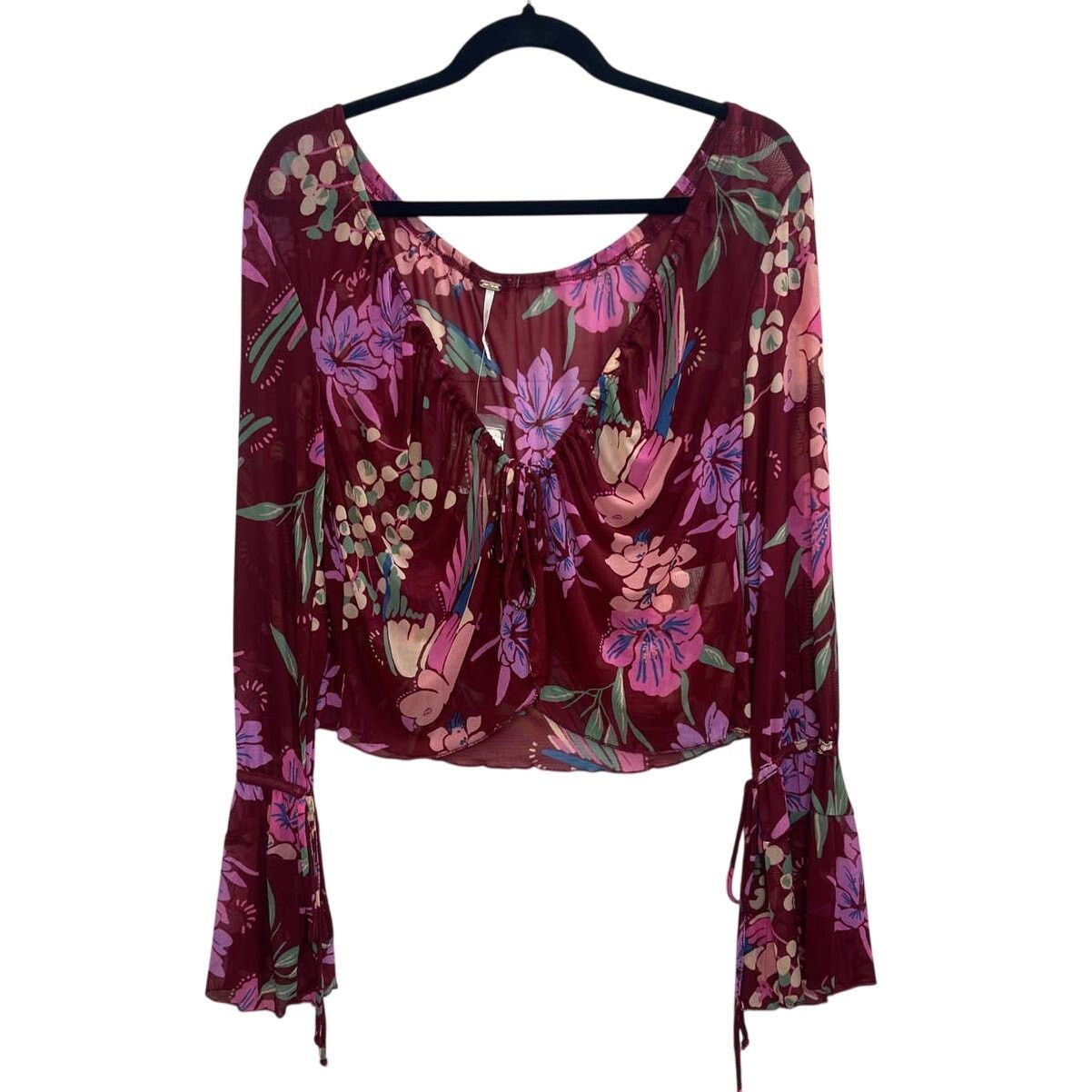 Free People Free People Of Paradise Floral Bell Sleeve Blouse Top XS Size XS / US 0-2 / IT 36-38 - 4 Thumbnail