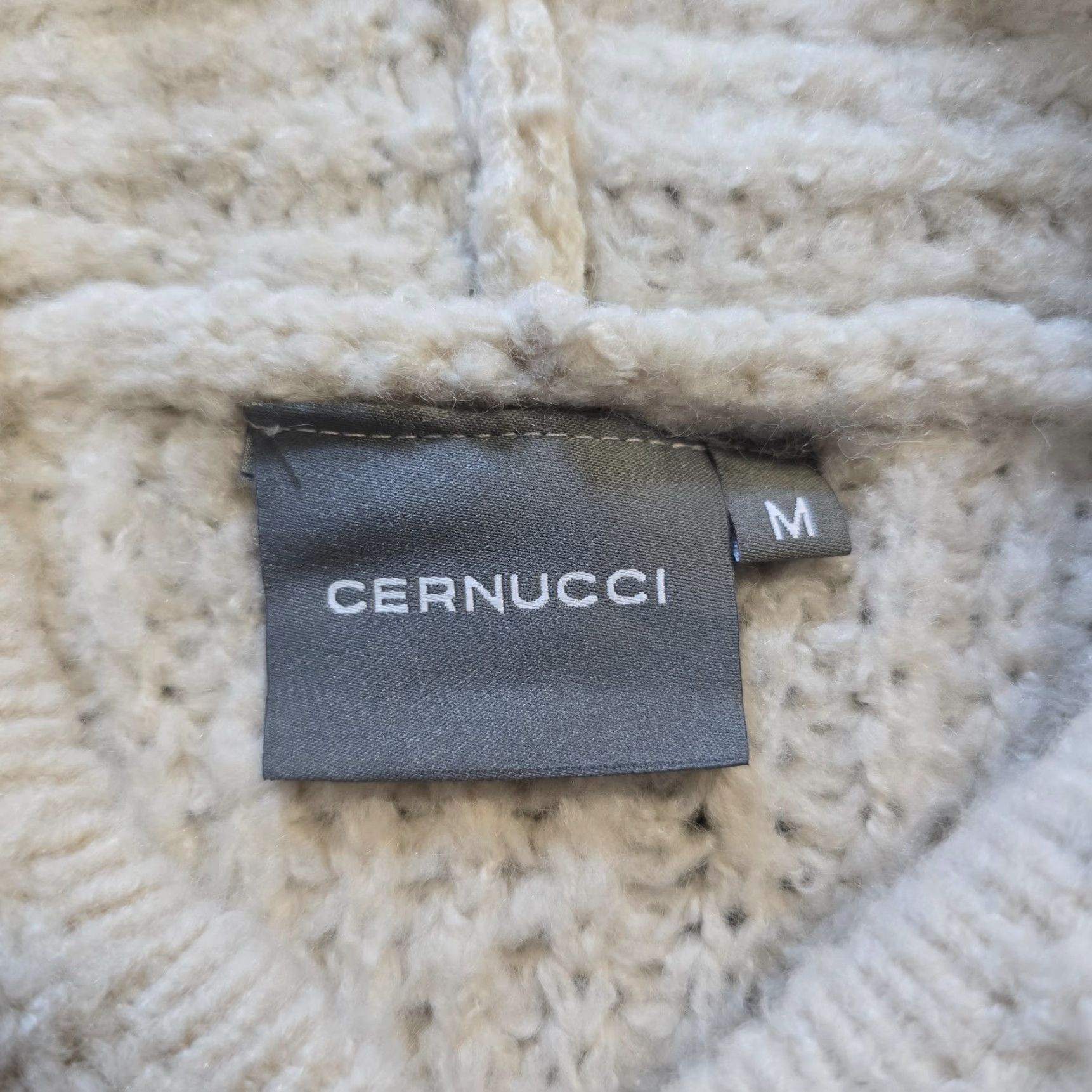 Vintage Cernucci Sweater Womens Medium White Wool Spliced Cable Knit Fisherman Hoodie Size M / US 6-8 / IT 42-44 - 5 Thumbnail