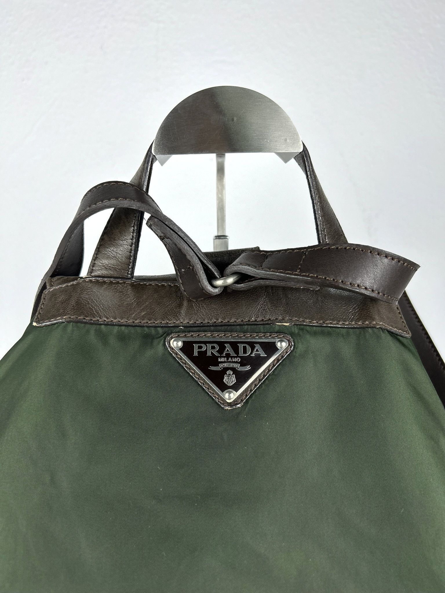 Prada Vintage Prada nylon and leather triangle logo cargo backpack Size ONE SIZE - 13 Thumbnail