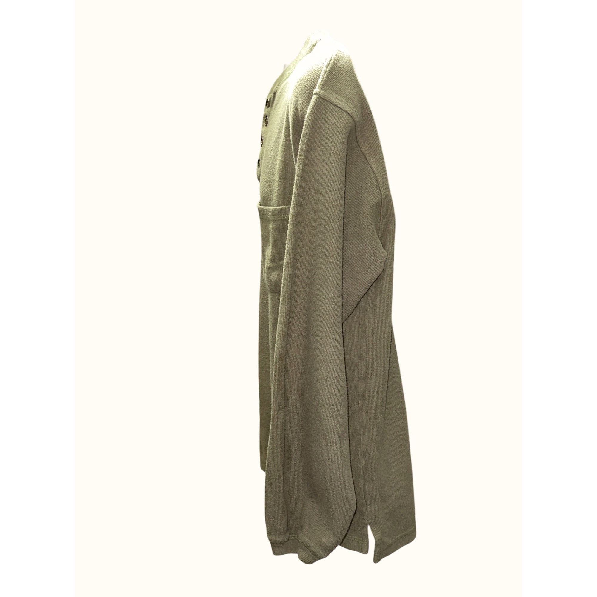 Other men Olive Green Four Button Front Pullover Henley Fleece Swe Size US XL / EU 56 / 4 - 3 Thumbnail