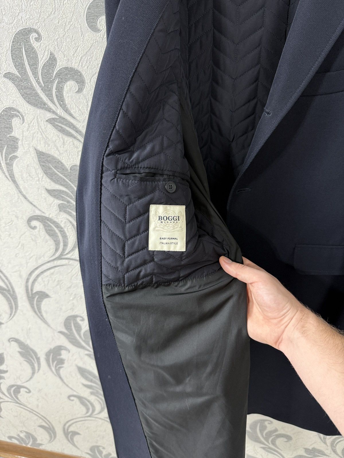 Boggi Men’s Boggi Milano Easy Formal Quilted Coat Navy EU 54 Size US L / EU 52-54 / 3 - 12 Thumbnail