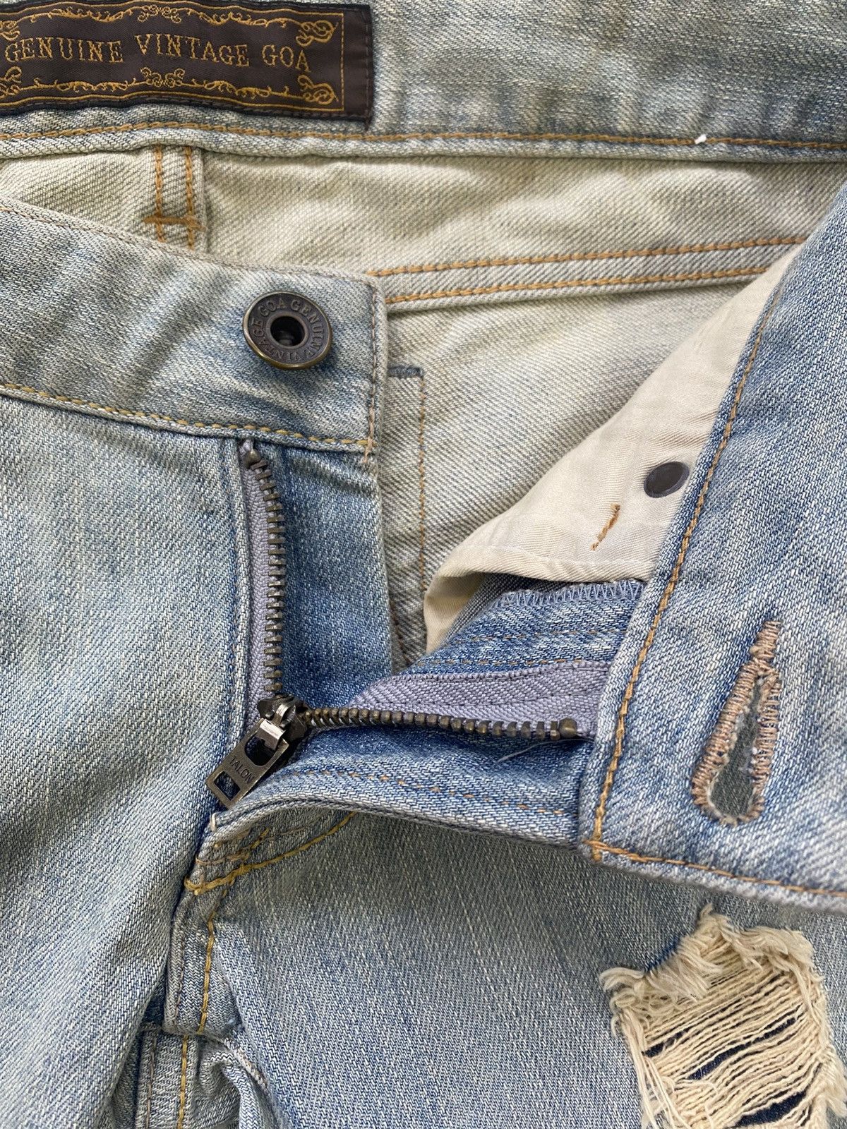Designer × Japanese Brand × KMRii Vintage Goa Blue Washed Distressed Jeans Size 28" / US 6 / IT 42 - 8 Thumbnail