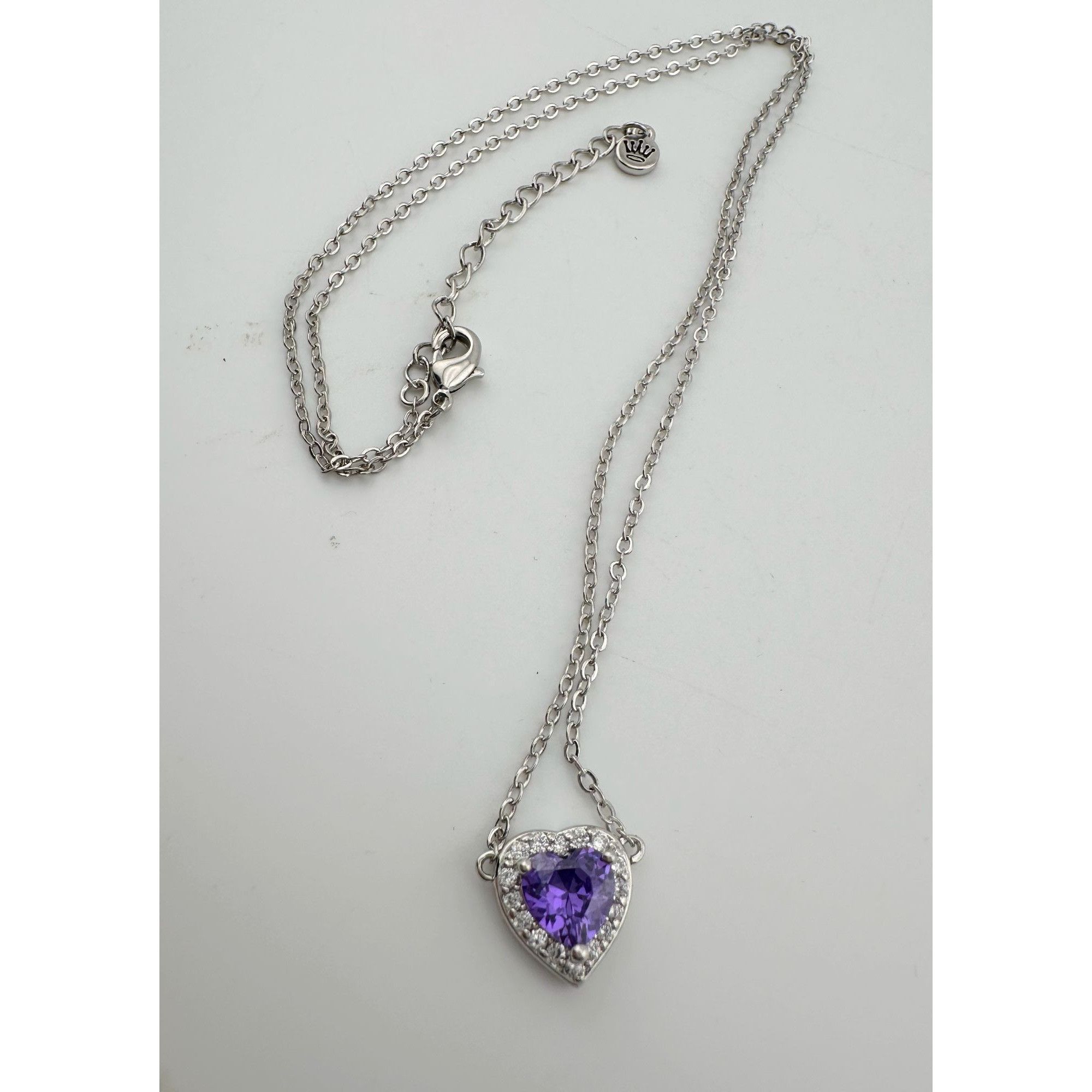 Other Amethyst and White Topaz Heart Shaped Halo Necklace Size ONE SIZE - 9 Thumbnail