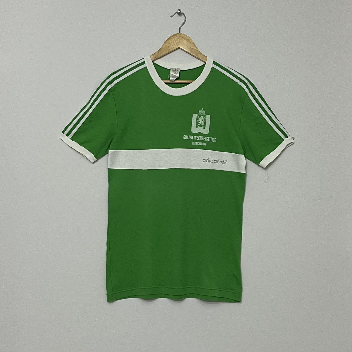 Adidas × Vintage Vintage 90s Adidas Ringer Three Stripes Green White Size L Size US L / EU 52-54 / 3 - 1 Thumbnail