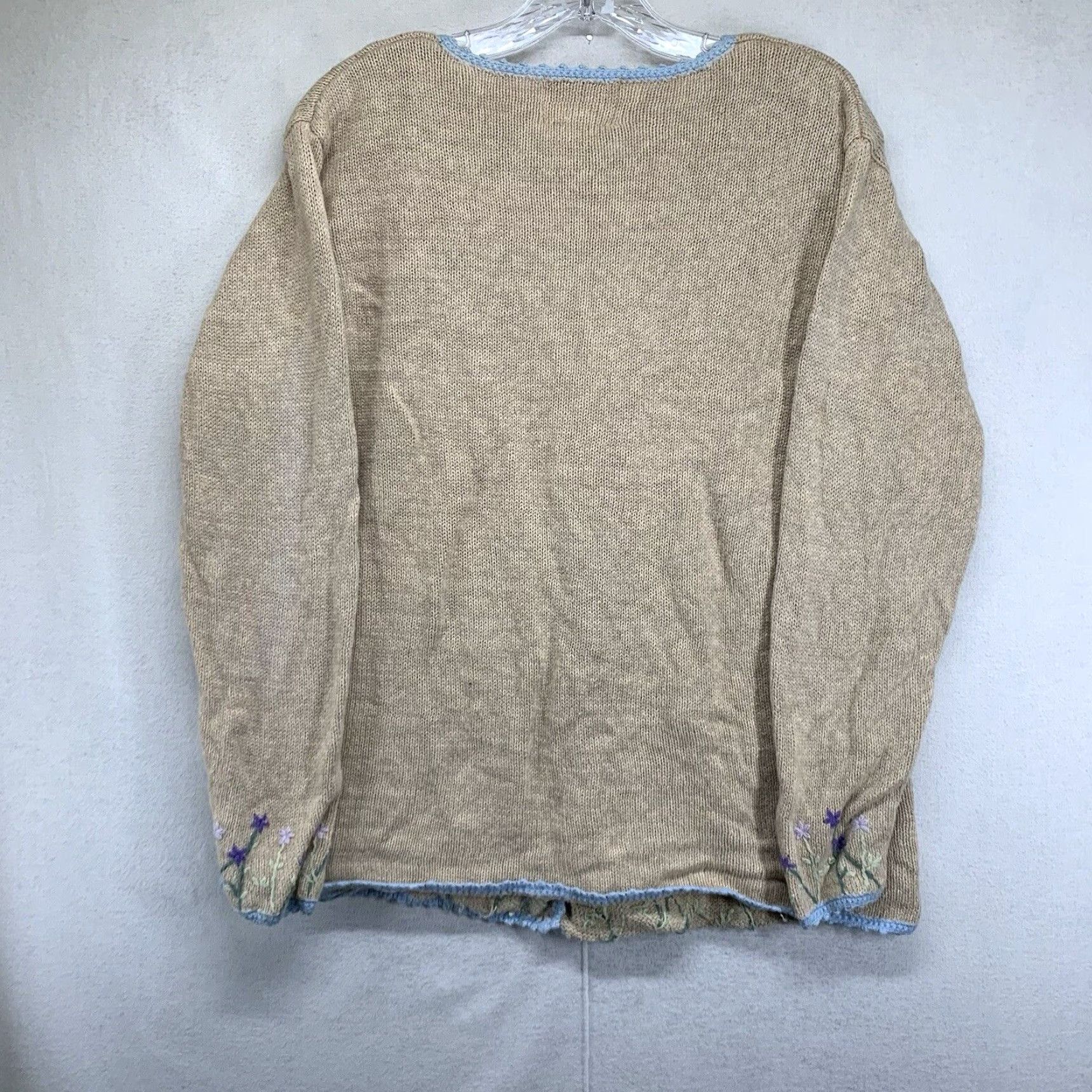 Vintage VINTAGE Stitches in Time Women's Small Cardigan Sweater Beige Long Sleeve Embroidered Cottage Garden Theme Bohemian 90s Cotton Ramie Blend Size S / US 4 / IT 40 - 5 Thumbnail