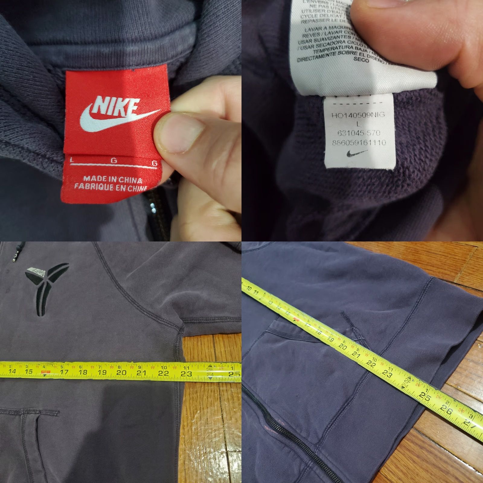 Nike Nike Kobe Bryant Hoodie Sweatshirt Adult L Distressed Y2K Dark Purple Size US L / EU 52-54 / 3 - 9 Thumbnail