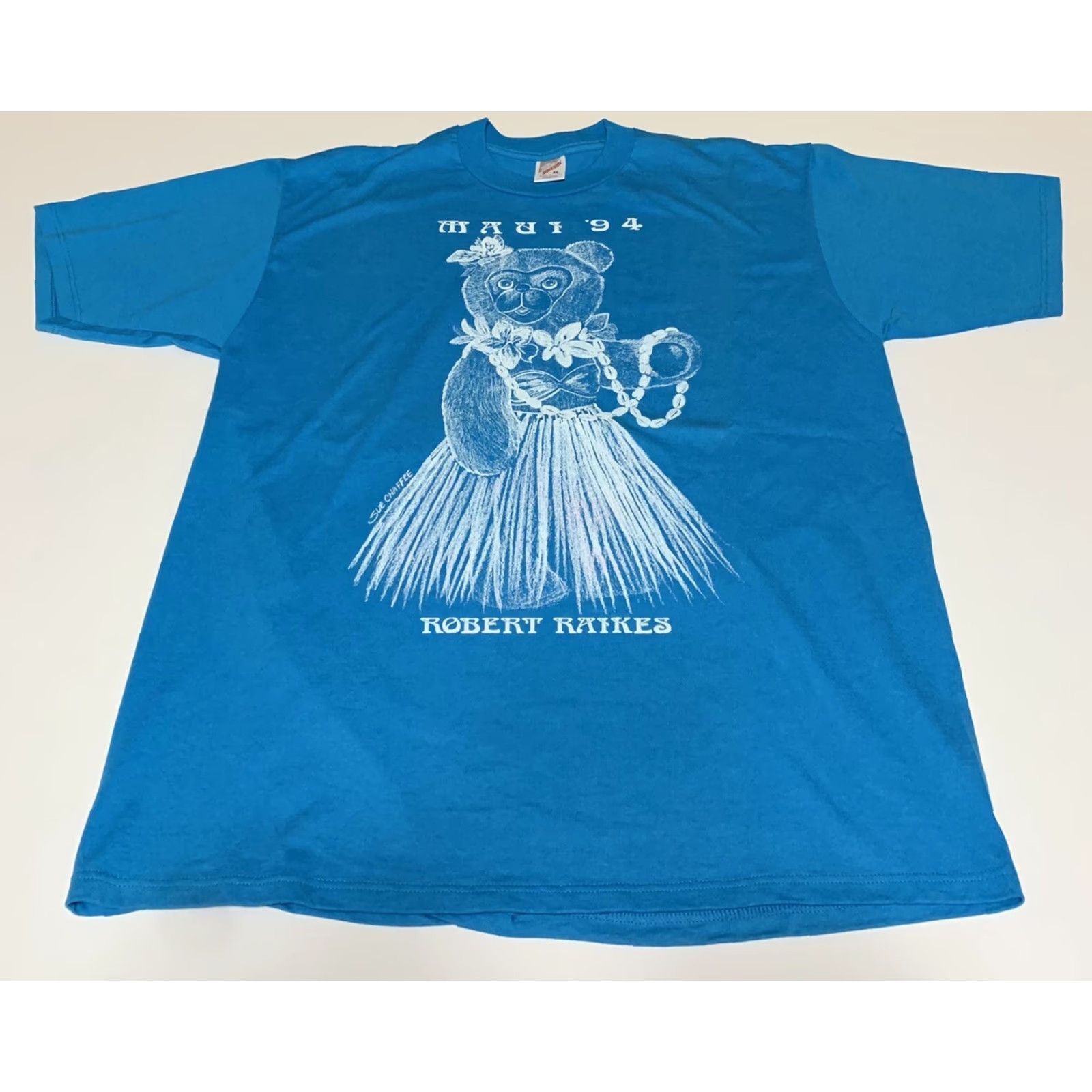 Jerzees VINTAGE Robert Raikes Originals Teddy Bear T Shirt XL Green 1990s Mens Size XL / US 12-14 / IT 48-50 - 2 Thumbnail