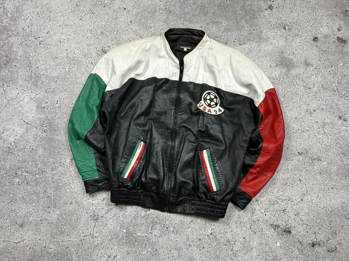 Mexicana × Vintage 1996 Mexico World Cup Usa Leather Jacket Size US L / EU 52-54 / 3 - 4 Thumbnail