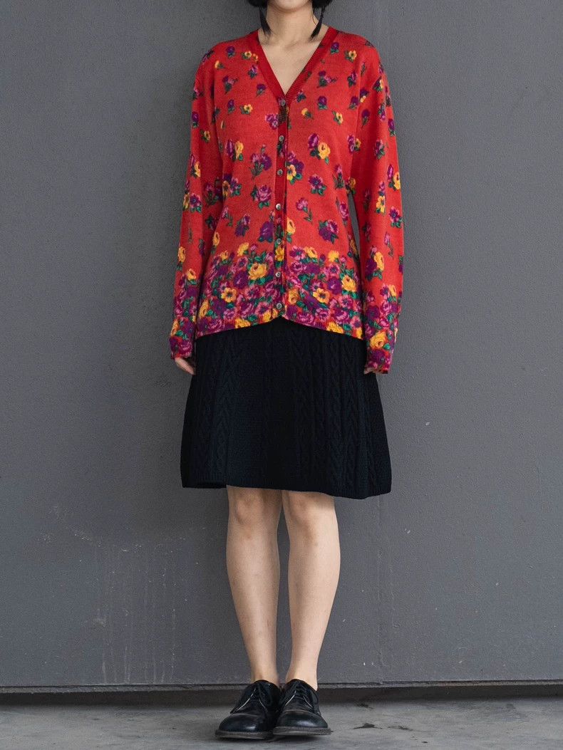 Kenzo KENZO Red floral knit sweater vintage Size XS / US 0-2 / IT 36-38 - 1 Thumbnail