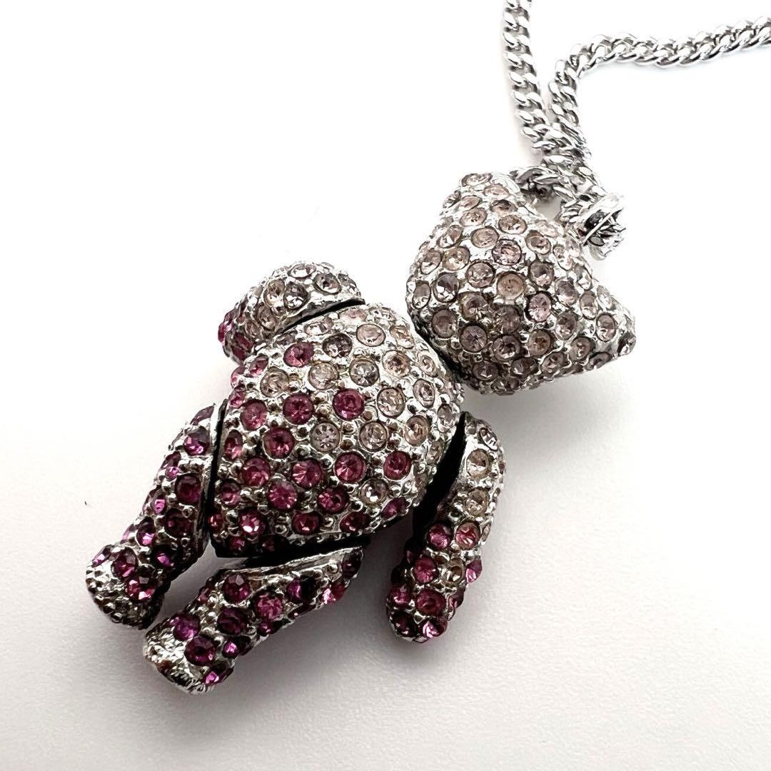 Dior Rose Crystal Teddy Bear Necklace