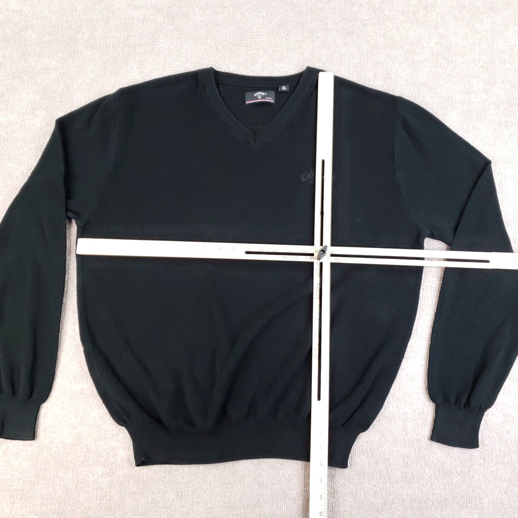 Callaway VINTAGE Callaway Golf Sweater Mens 2XL Black V-Neck Pullover Knit Cotton Sports Logo Breathable All Seasons Golf Mens Size US XXL / EU 58 / 5 - 2 Thumbnail
