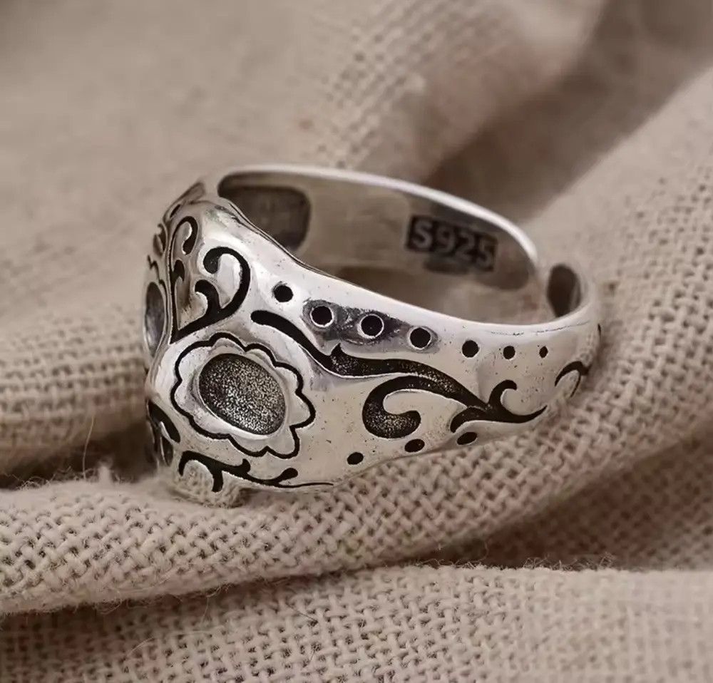 Jewelry Exaggerated Skull Mask Design Vintage Thai Silver Ring Size ONE SIZE - 3 Thumbnail