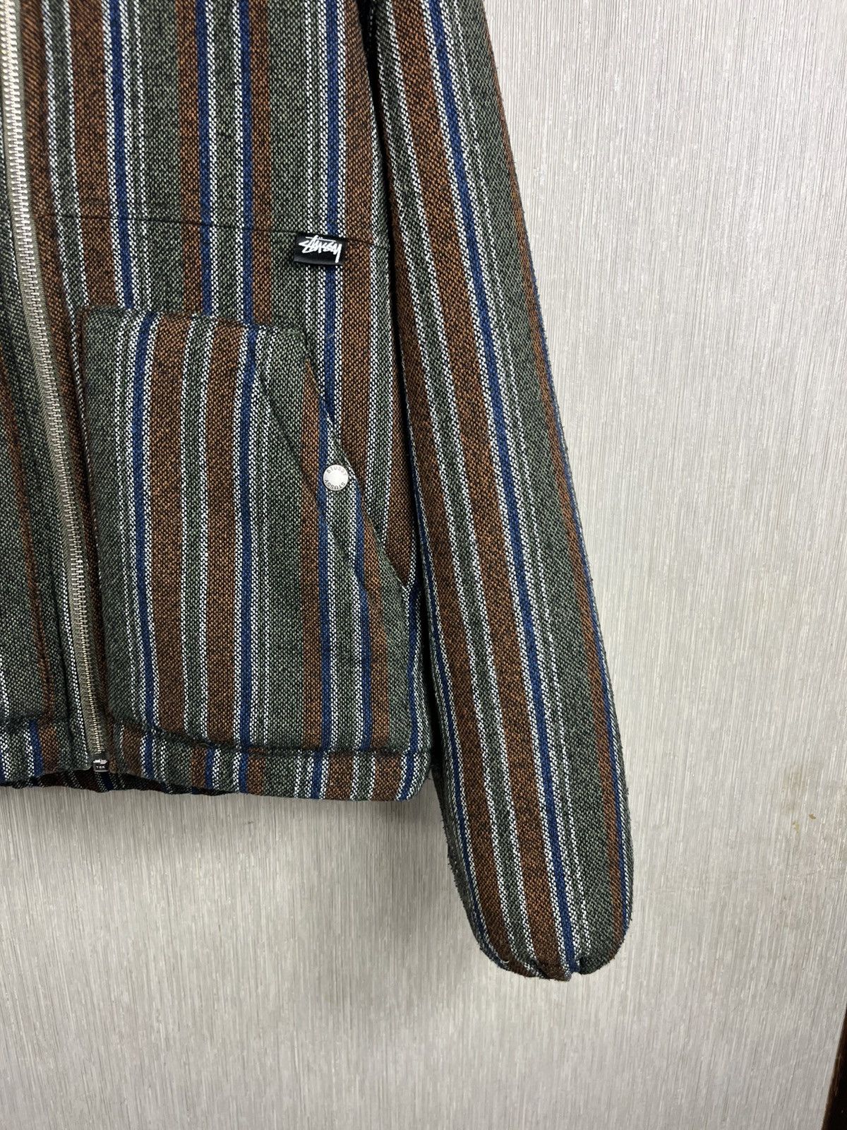 Stussy × Vintage Vintage Stussy wool work jacket striped insulated sherpa Size US M / EU 48-50 / 2 - 6 Thumbnail
