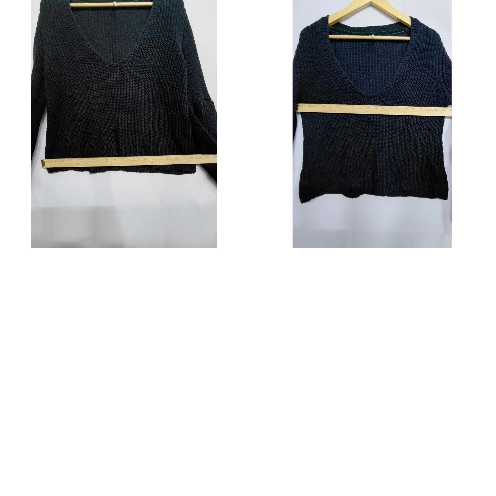 Free People VINTAGE Free People Black Knit Sweater Bell Sleeves Flare Sleeve Boho Style Size S Tall Women's Pullover Knit V-Neck Casual Festival Size S / US 4 / IT 40 - 8 Thumbnail