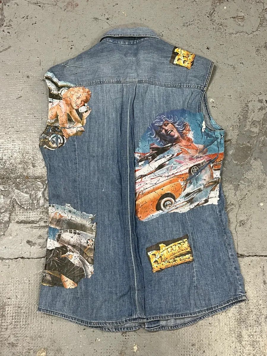 Designer × Dolce & Gabbana × Vintage AW2004 Dolce & Gabbana Blue Printed Sleeveless Denim Vest Size US M / EU 48-50 / 2 - 7 Thumbnail