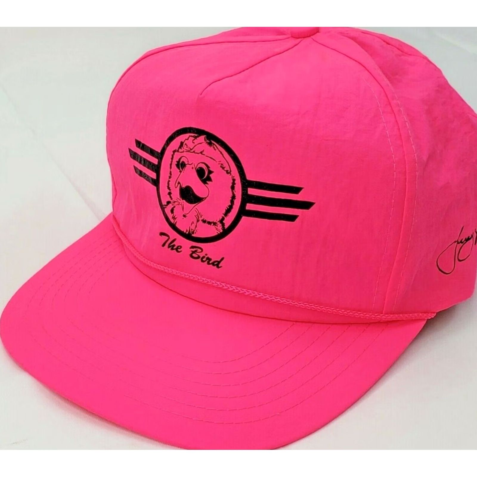 Pinko Vintage Sportsman The Bird Graphic Snapback Hat Unisex Hot Pink Adjustable Cap Size ONE SIZE - 3 Thumbnail