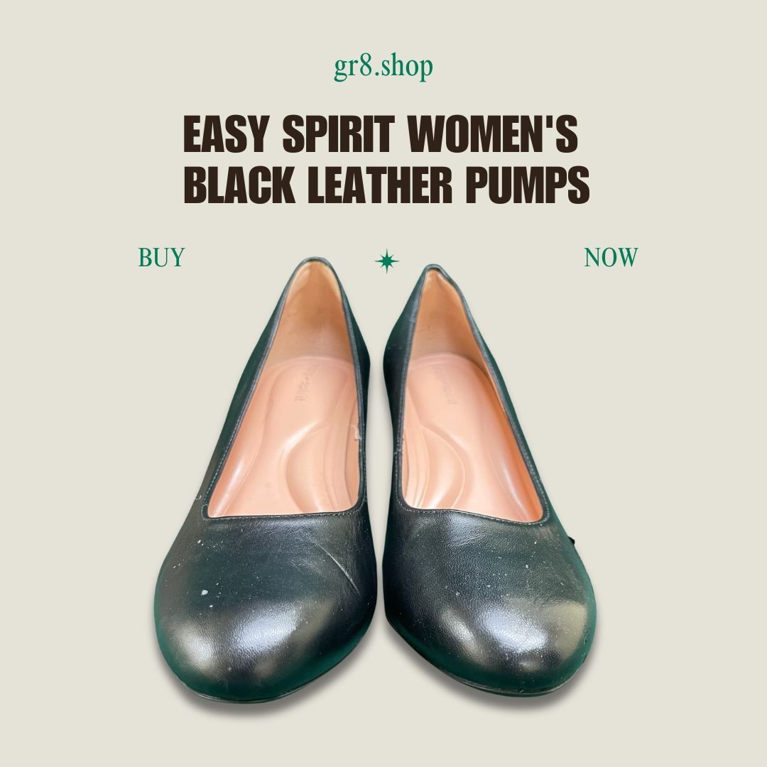 Other EASY SPIRIT Womens Black Leather Pumps Size 8 With Block Hee Size US 8 / IT 38 - 1 Thumbnail