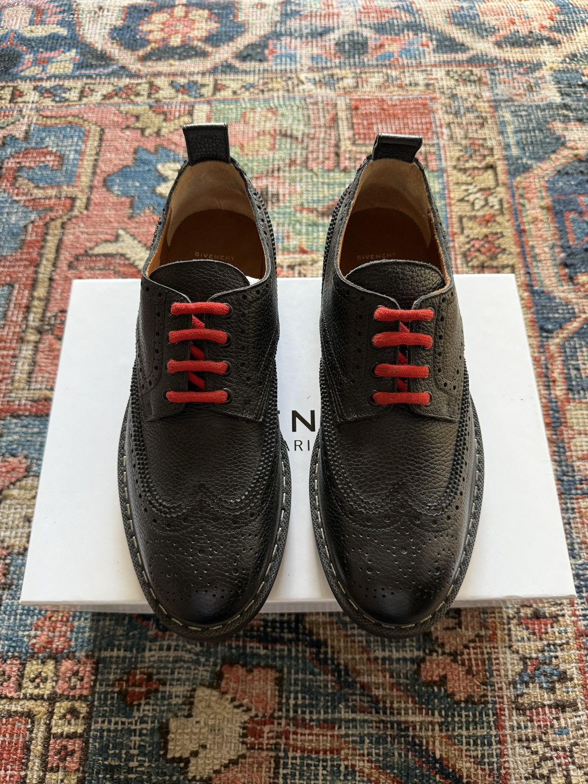 Givenchy Tisci Red Lace Wingtip Derbies Size US 9.5 / EU 42-43 - 2 Thumbnail