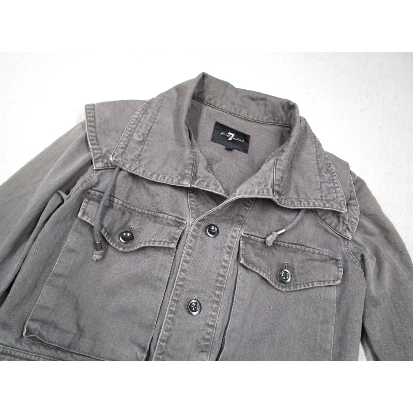 7 For All Mankind VINTAGE 7 For All Mankind Women's Jacket Small Gray Casual Military Twill All Seasons Size S / US 4 / IT 40 - 2 Thumbnail