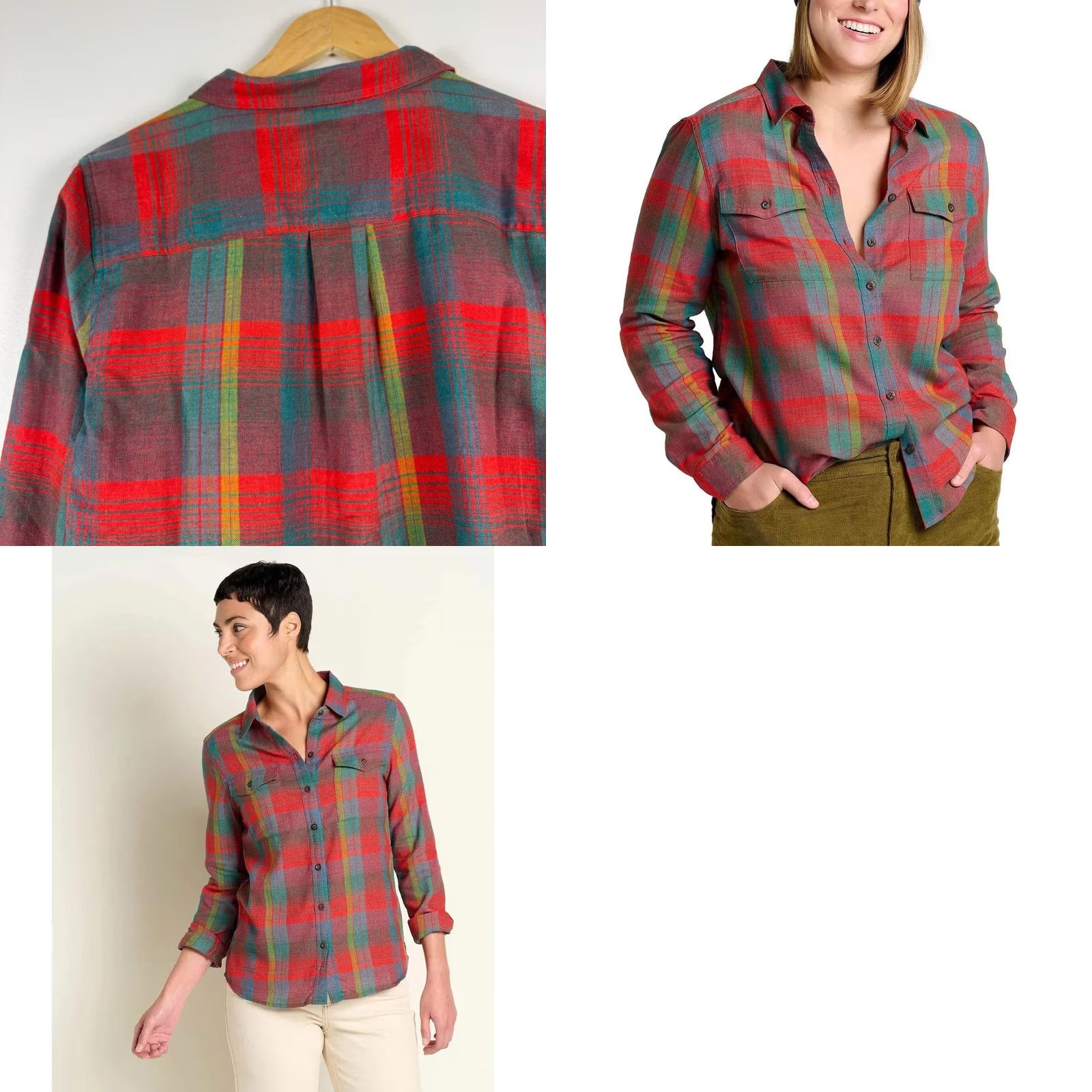 Toad&Co Toad&Co Re-Form Flannel Shirt Long Sleeve Button Down Plaid Red Multicolor Womens Large Size L / US 10 / IT 46 - 9 Thumbnail