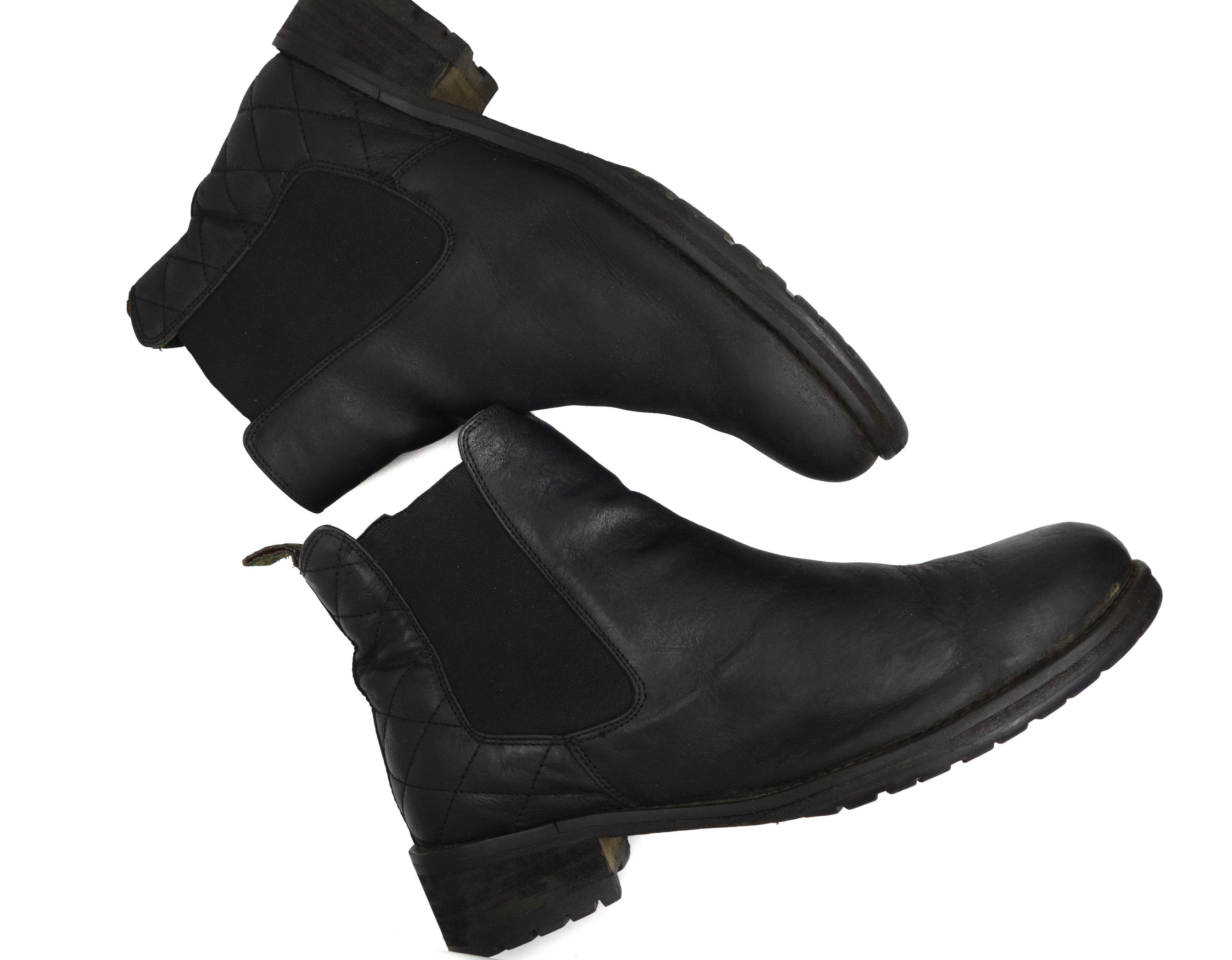 Barbour Amble Quilted Leather Chelsea Boots Tartan Lining Size US 10.5 / IT 40.5 - 3 Thumbnail