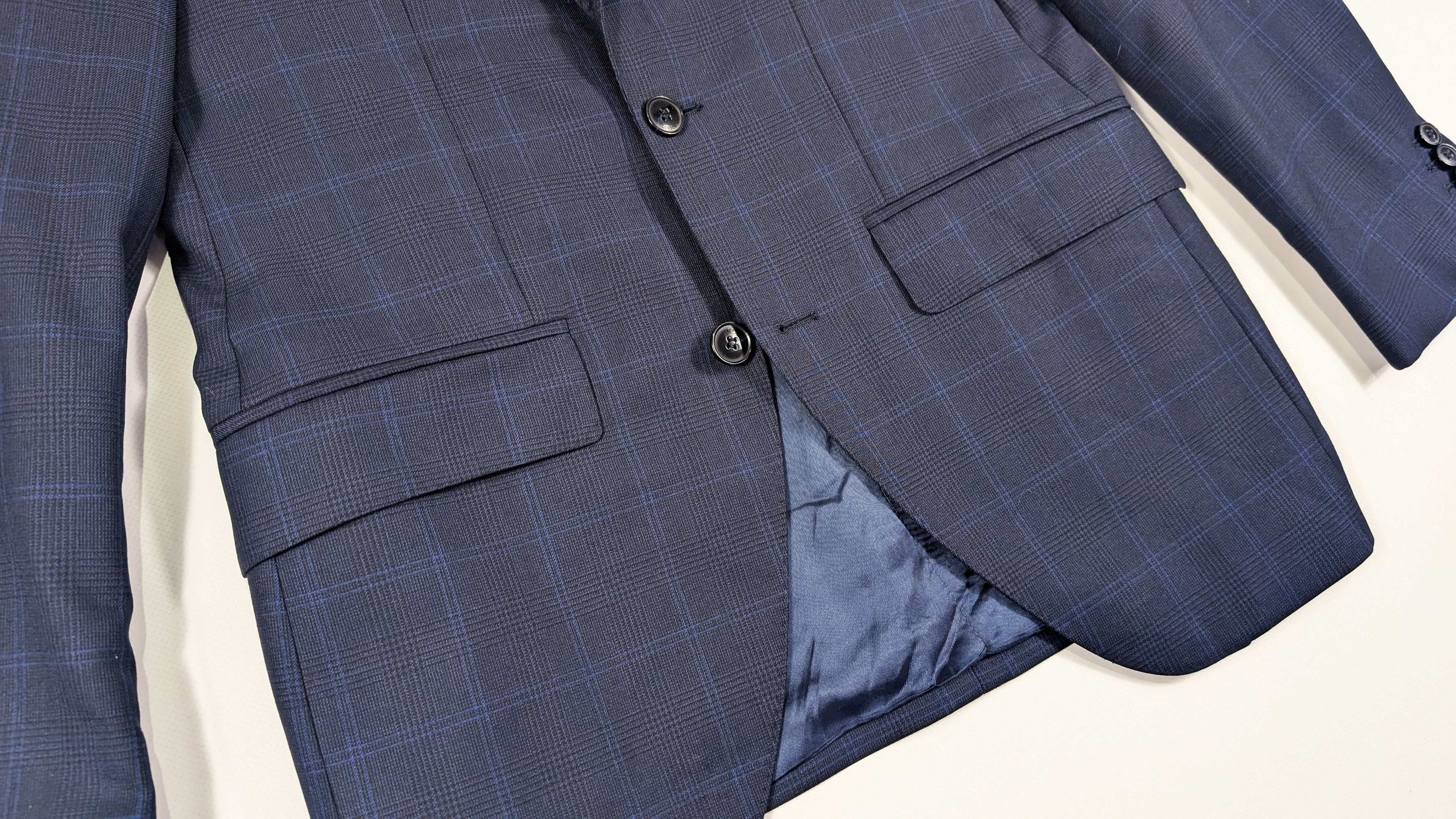 Hackett Hackett Tonal Pow Check Navy Blue Wool Suit Jacket Blazer Size 36R - 5 Thumbnail