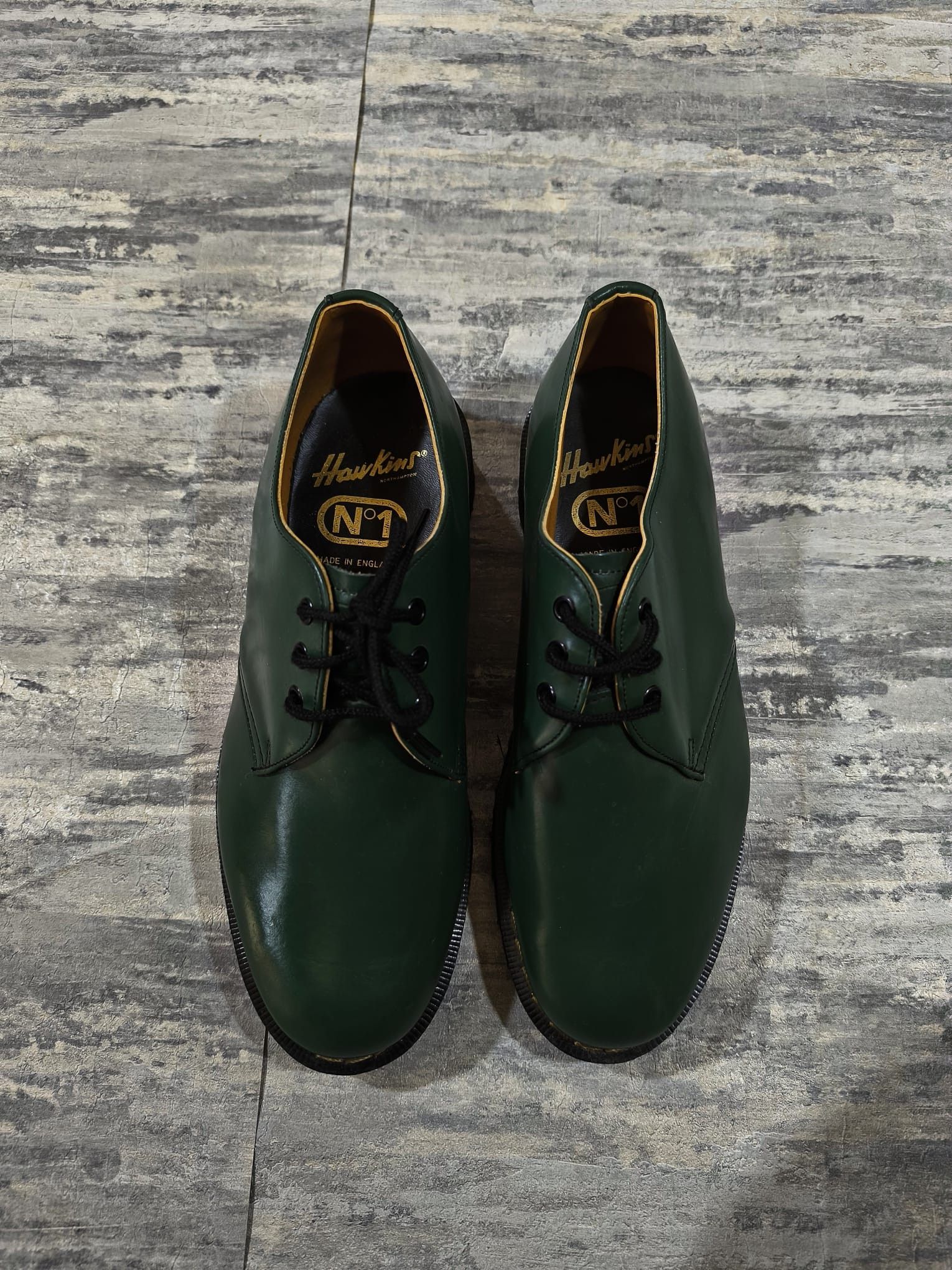 Leather Hawkins Derby Shoes Green Leather England rare 80s 90s Vtg Size US 6.5 / EU 39-40 - 4 Thumbnail