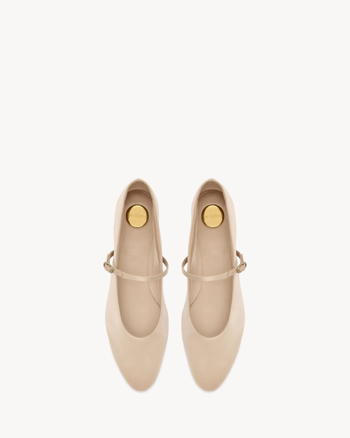 Saint Laurent Paris oc11z1125 Gio Ballet Flats in Satin Crepe in Beige Size US 10 / IT 40 - 1 Thumbnail