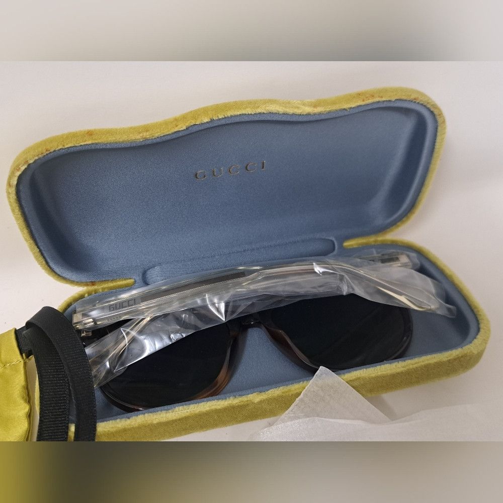 Gucci NWT Gucci Women's Sunglasses Round Havana Silver Crystal GG Size ONE SIZE - 3 Thumbnail