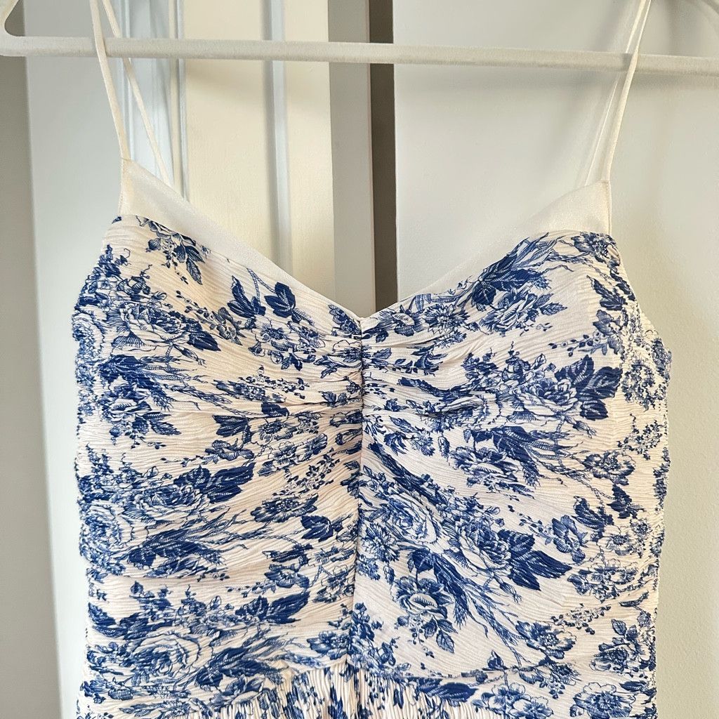Zara Blue Porcelain Floral Slip Dress size S Size S / US 4 / IT 40 - 9 Thumbnail