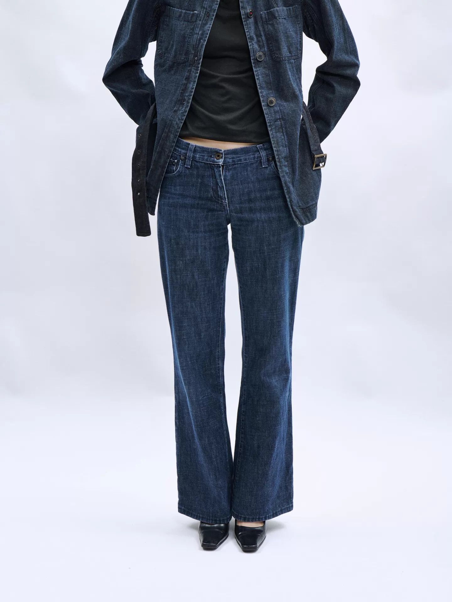 Miu Miu MIU MIU 2000s Y2K Low-Rise Flared Washed Jeans Size 26" / US 2 / IT 38 - 1 Thumbnail