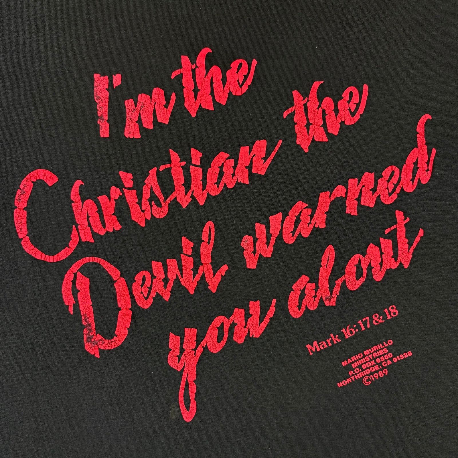 Vintage Vintage 1989 Im The Christian The Devil Warned You About Tee Size US L / EU 52-54 / 3 - 8 Thumbnail