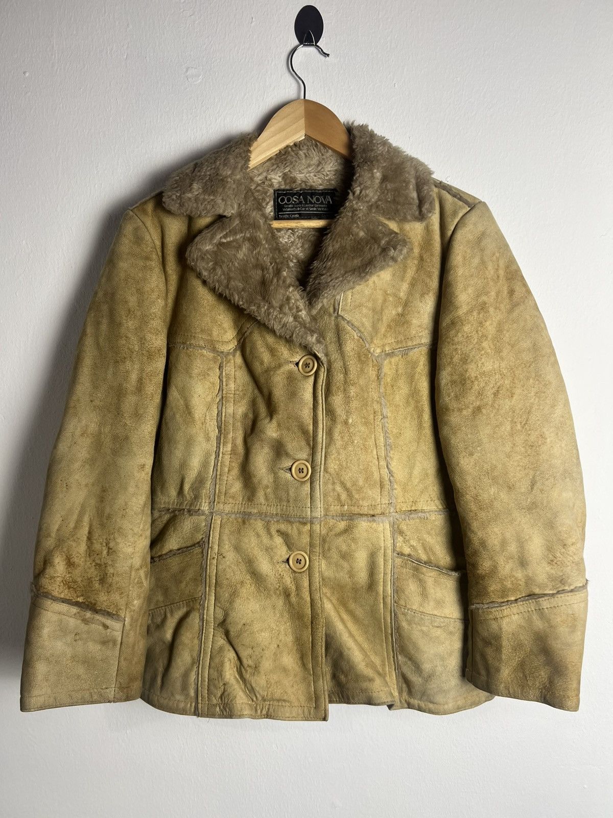 Vintage Vintage 70s Cosa Nova Tan Leather Suede Faux Fur Jacket Size US M / EU 48-50 / 2 - 1 Thumbnail