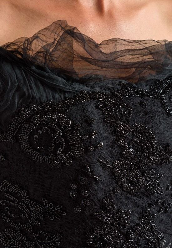 Marc Le Bihan $1875 Marc Le Bihan Silk Beaded Lace Detail Crop Top Size M / US 6-8 / IT 42-44 - 4 Thumbnail