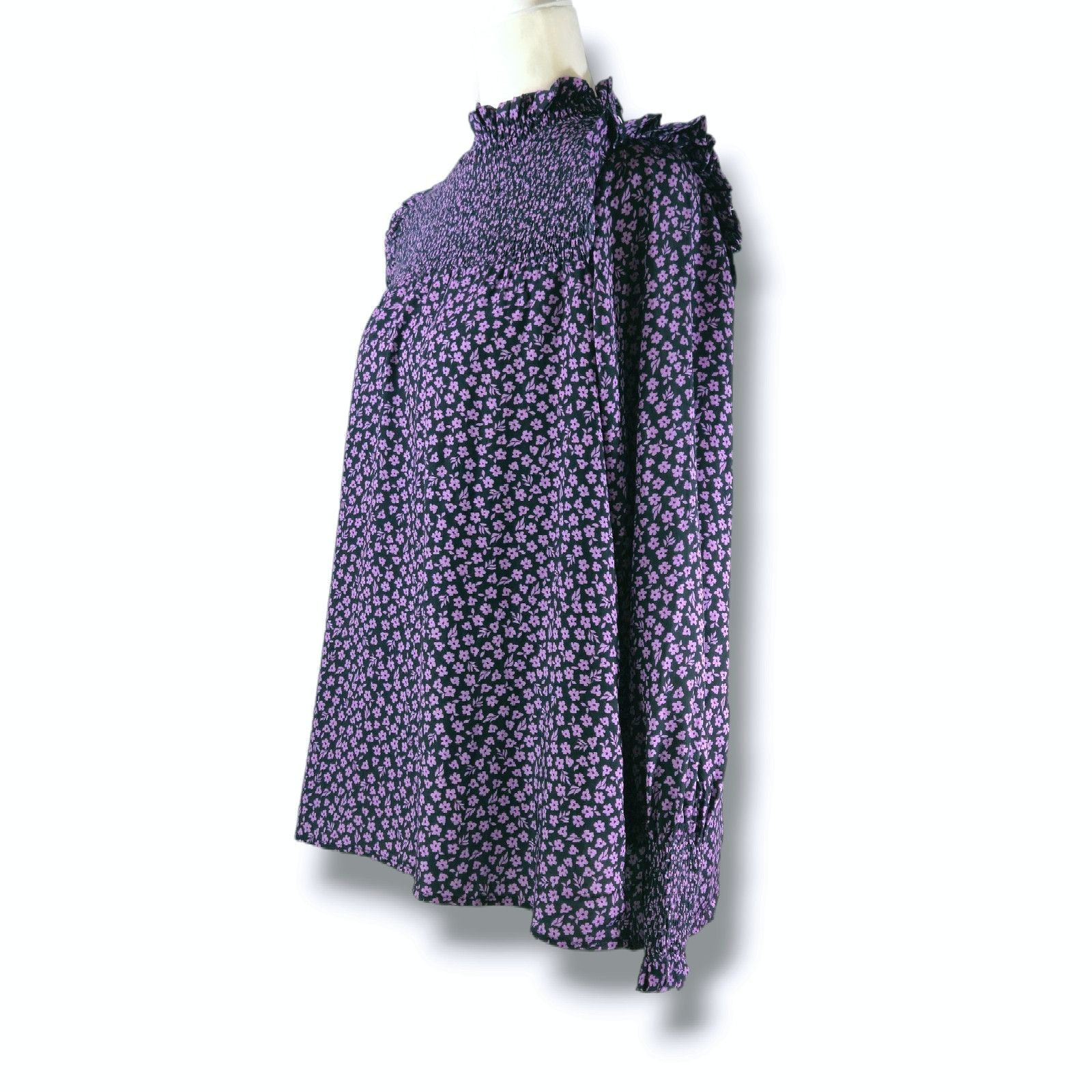 Barbour NWT Barbour Midhurst Mock Neck Blouse Sz. 8 Purple Black Size M / US 6-8 / IT 42-44 - 1 Thumbnail